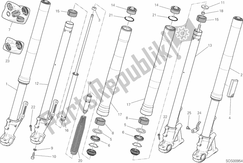 All parts for the Front Fork of the Ducati Scrambler Full Throttle 803 2019